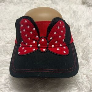 Kids Red & Black Polka Dot Bow Visor NWOT